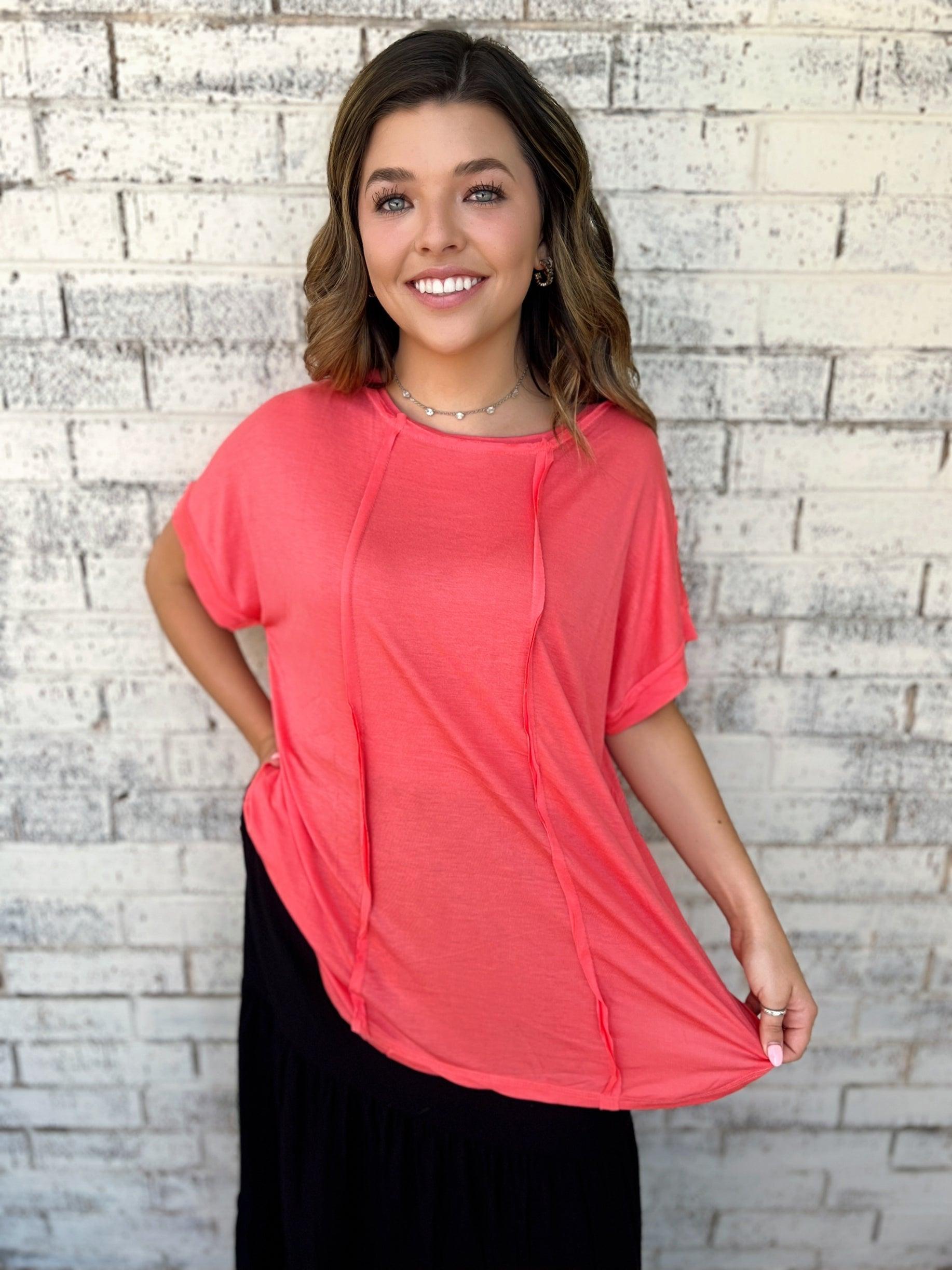 Coral Pink Round Neck Top* Product Image