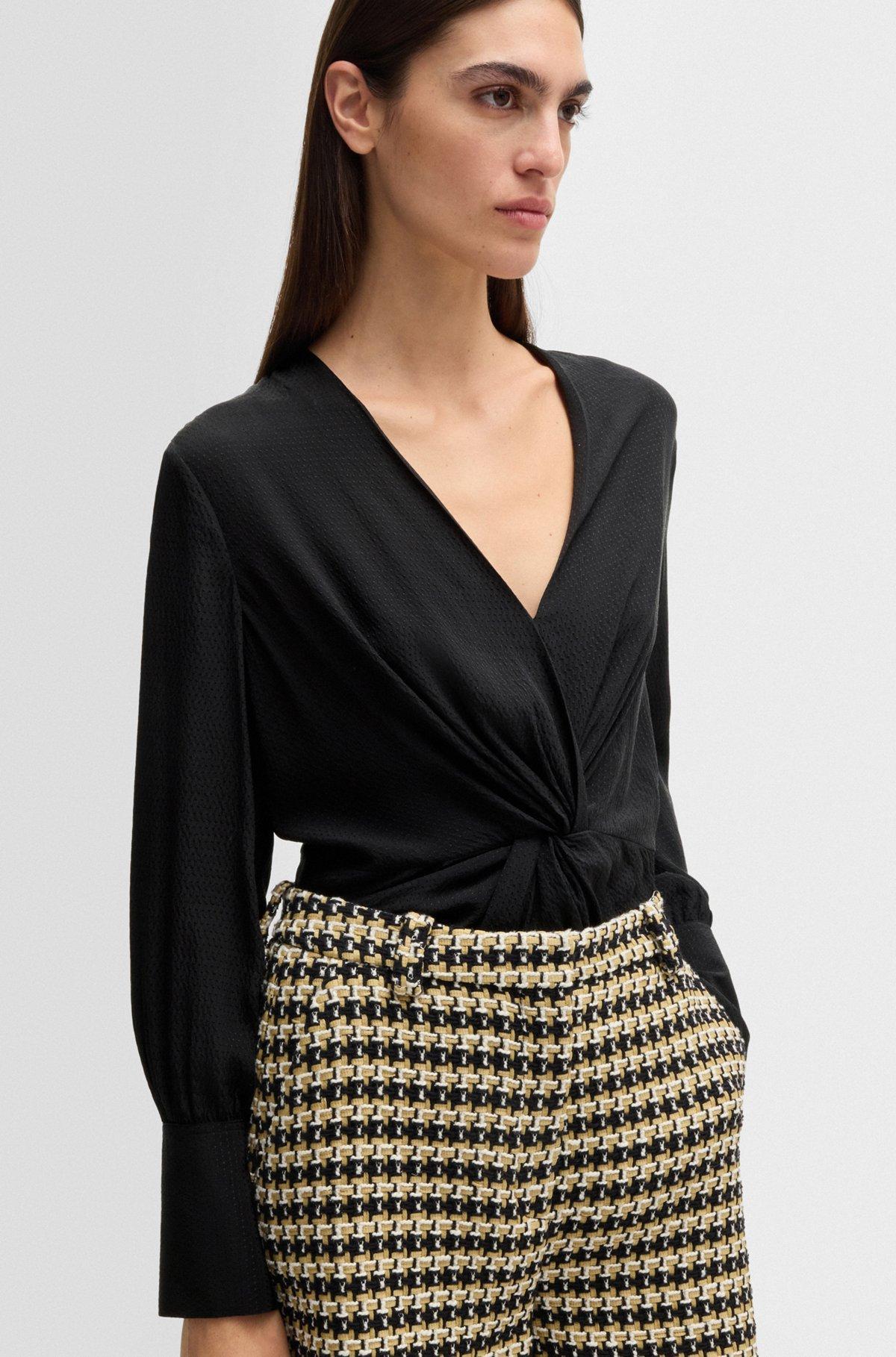 Regular-fit blouse in silk with twist front Product Image