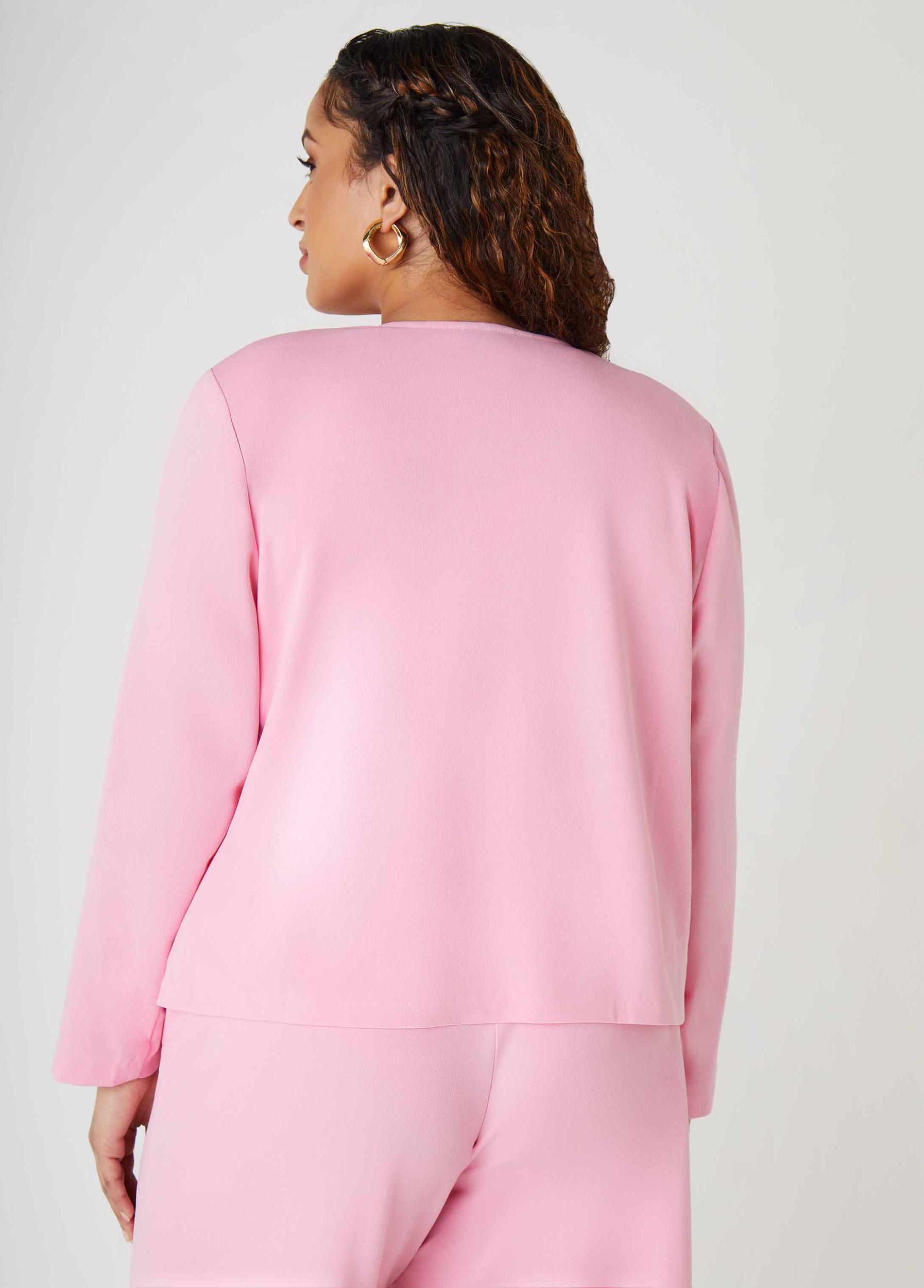 Plus Size Button Detailed Crepe Jacket Ashley Stewart Product Image
