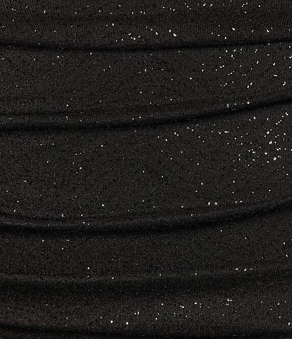 Honey and Rosie Glitter Drape Neck Adjustable Strap Shirred Gown Product Image