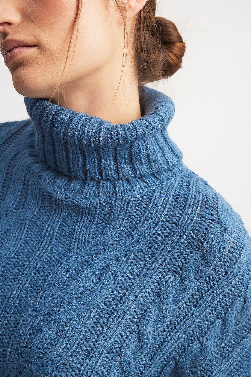 Turtleneck Knitted Cable Sweater Product Image