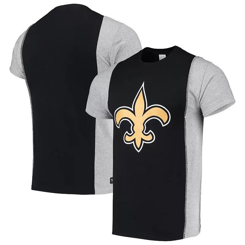 Men's Refried Apparel Black/Gray New Orleans Saints Sustainable Upcycled Split T-Shirt, Size: XL Product Image