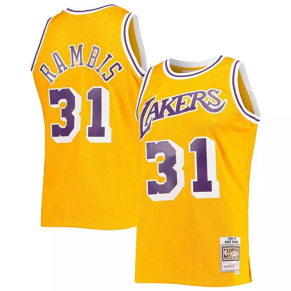 Men's Mitchell & Ness Kurt Rambis Gold Los Angeles Lakers 1984-85 Team Hardwood Classics Swingman Jersey, Size: Small Product Image