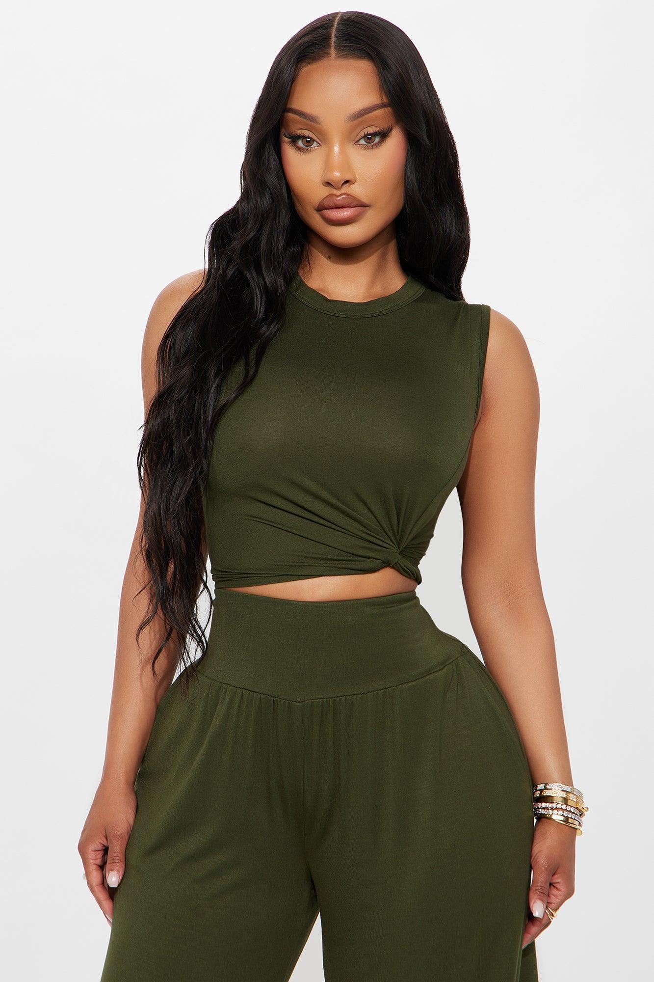 Charlotte Rayon Pant Set - Olive Female Product Image