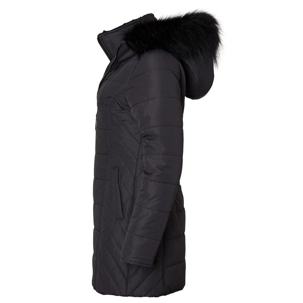 Sportoli Women Quilted Down Alternative Winter Puffer Jacket Coat Faux Fur Trim Hood Product Image