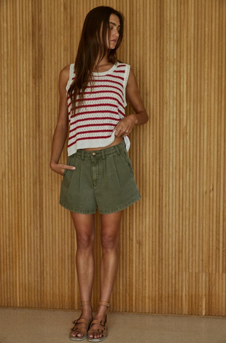 Striped Sleeveless Knit Sweater Product Image