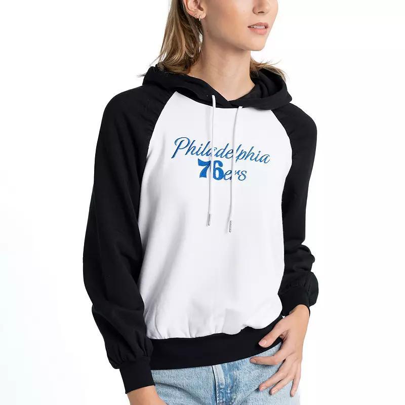 Women's Lusso White Philadelphia 76ers Marlowe Tri-Blend Raglan Pullover Hoodie, Size: 2XL, 76r White Product Image