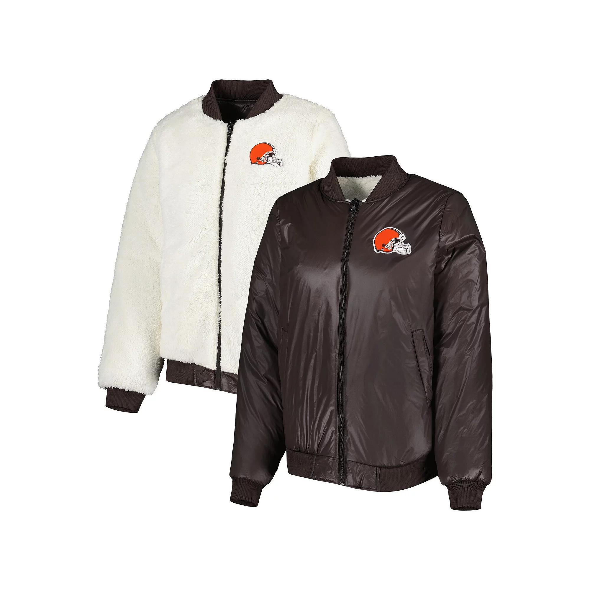 Women's G-III 4Her by Carl Banks Oatmeal/Brown Cleveland Browns Switchback Reversible Full-Zip Jacket, Size: XL, Team Product Image