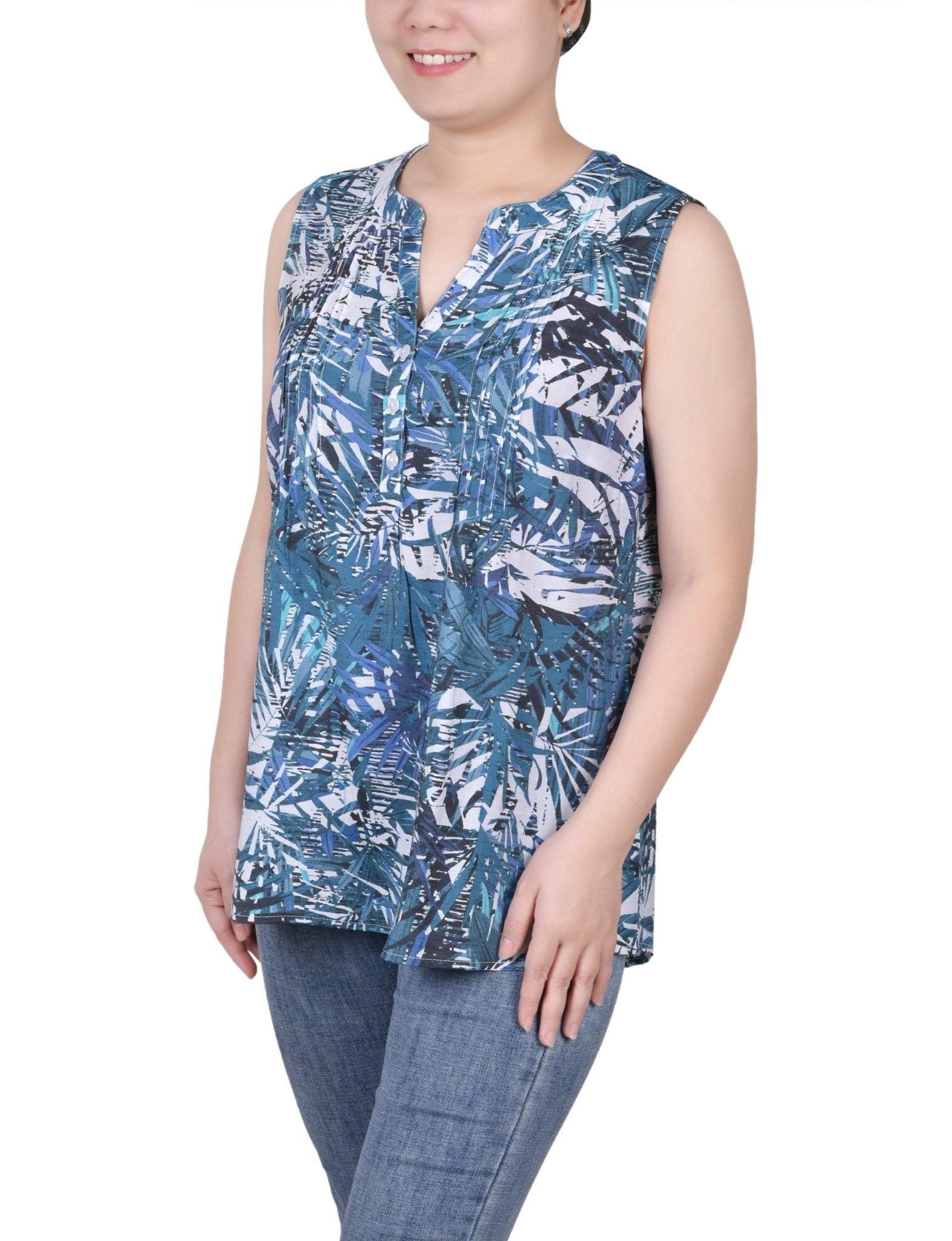 Sleeveless Pintucked Blouse - Petite Product Image