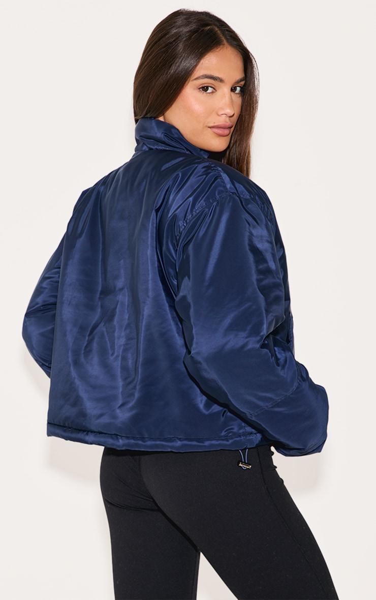 Navy Cropped Puffer Jacket Product Image