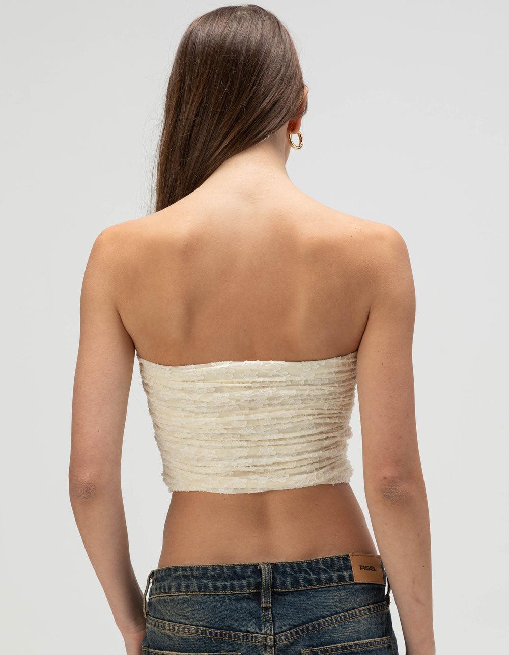 FULL TILT Texture Cinch Womens Tube Top - CREAM Product Image