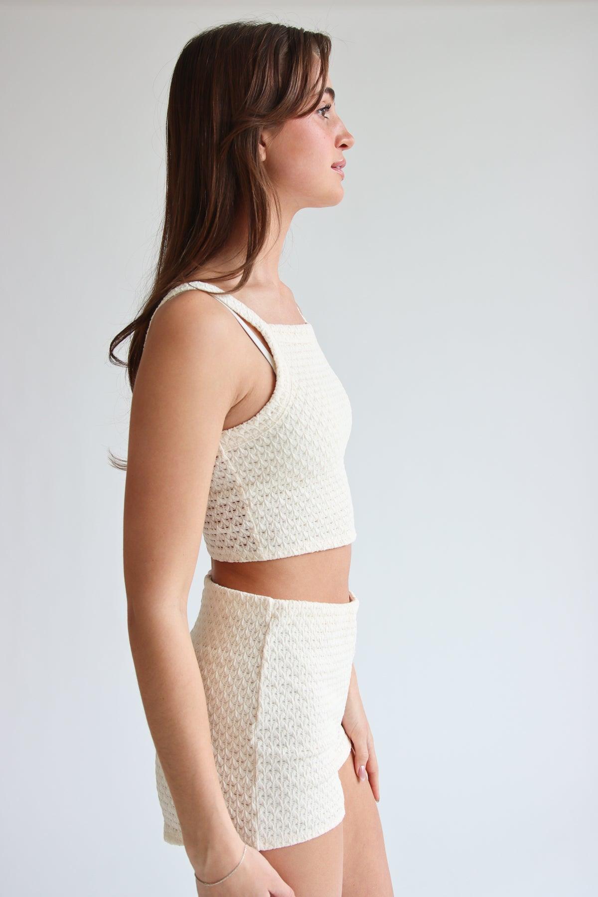 Textured Open Knit Lined Shorts Product Image