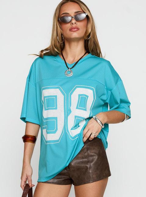 98 Sports Oversized Graphic Tee Blue Product Image