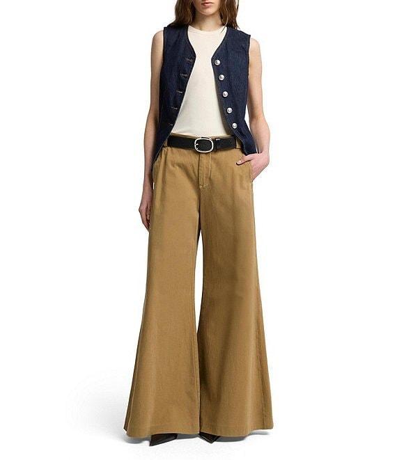 7 For All Mankind Lady V-Neck Sleeveless Button Front Coordinating Denim Vest Product Image