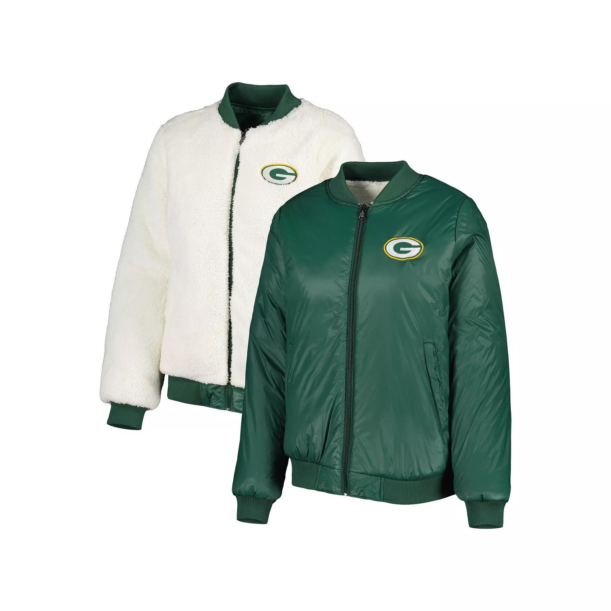 Women's G-III 4Her by Carl Banks Oatmeal/Green Green Bay Packers Switchback Reversible Full-Zip Jacket,  Product Image