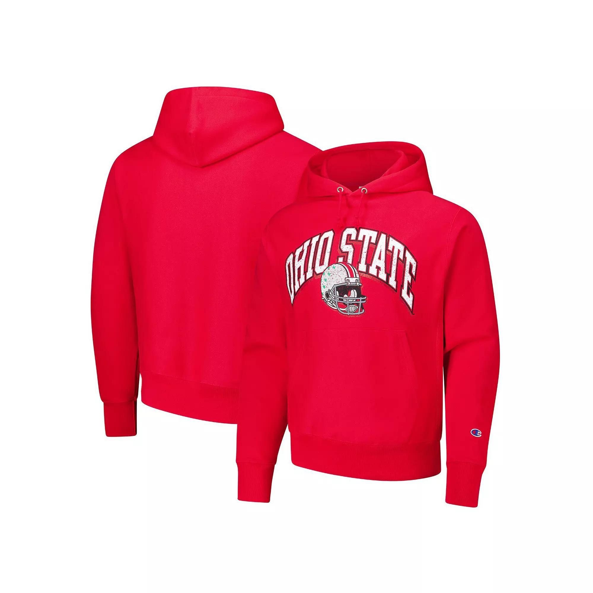 Men's Champion Scarlet Ohio State Buckeyes Vault Late Night Reverse Weave Pullover Hoodie,  Product Image
