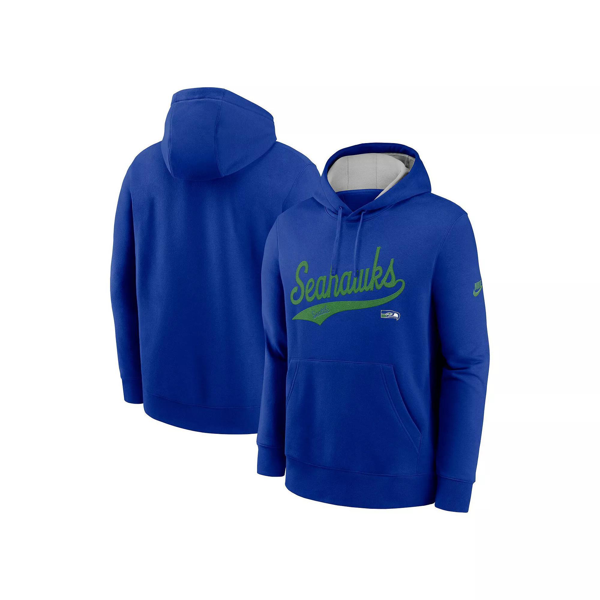 Men's Nike Royal Seattle Seahawks Rewind Club Logo Pullover Hoodie,  Product Image
