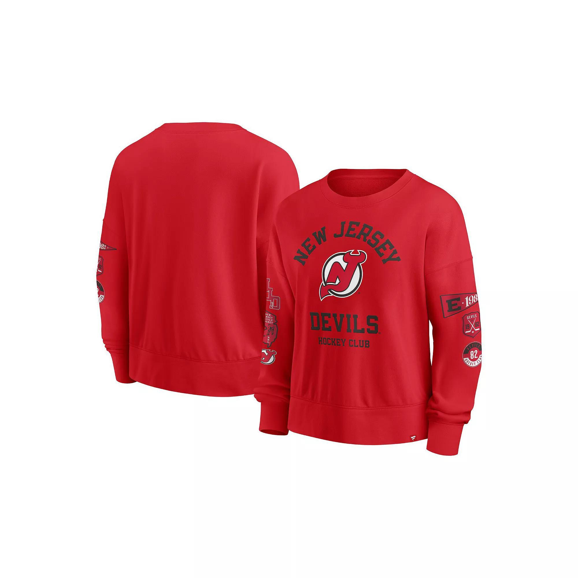 Women's Fanatics Red New Jersey Devils Go Team Pullover Sweatshirt,  Product Image
