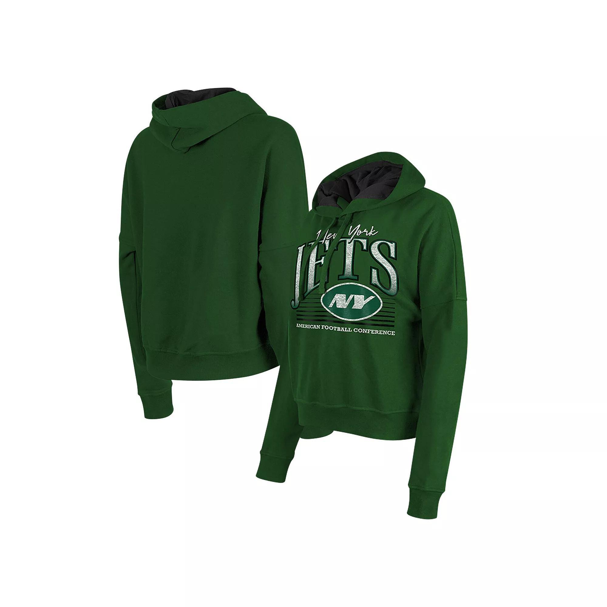 Women's New Era Heather Green New York Jets Boxy Pullover Hoodie,  Product Image