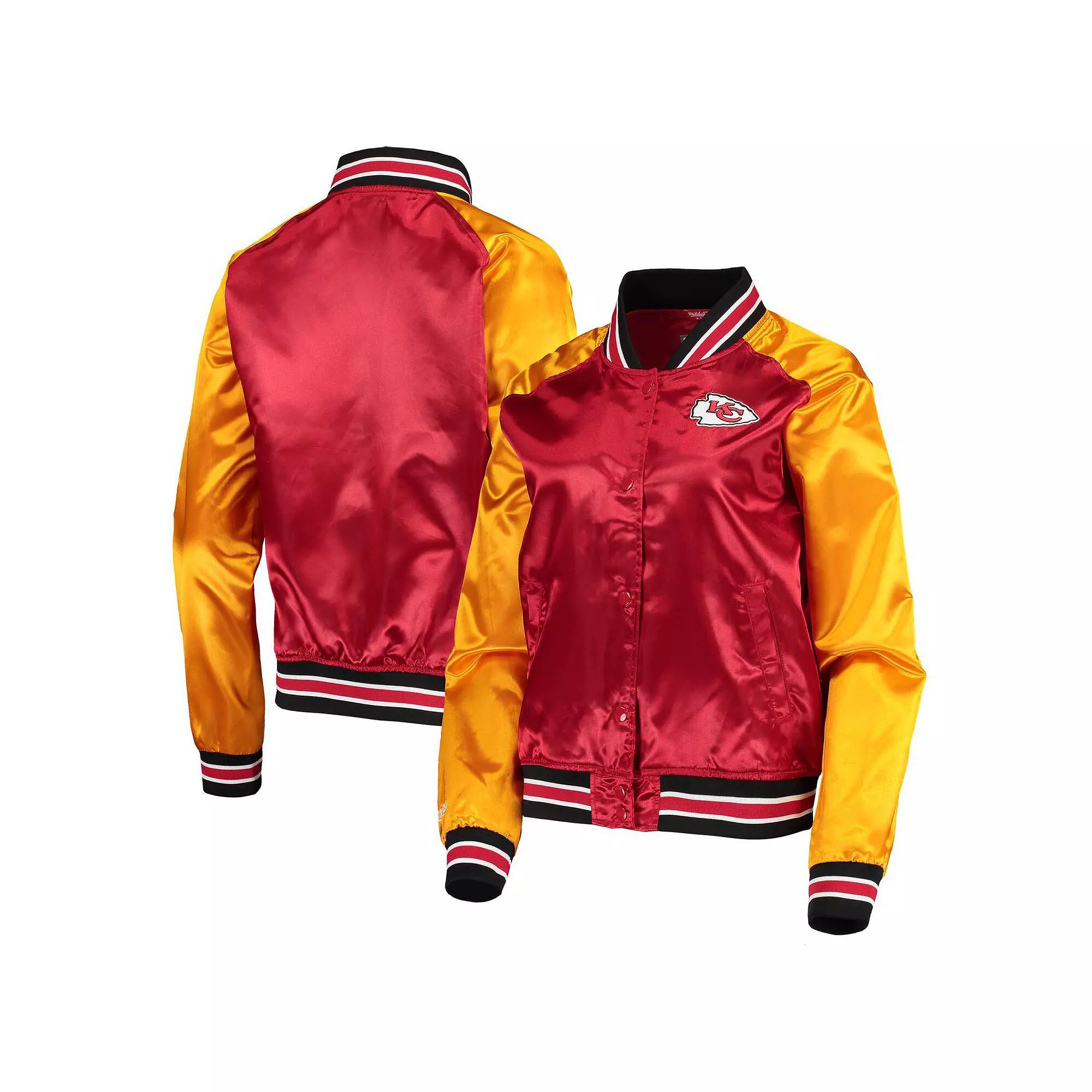 Women's Mitchell & Ness Red Kansas City Chiefs Team 2.0 Satin Raglan Full-Snap Jacket, Size: Medium Product Image