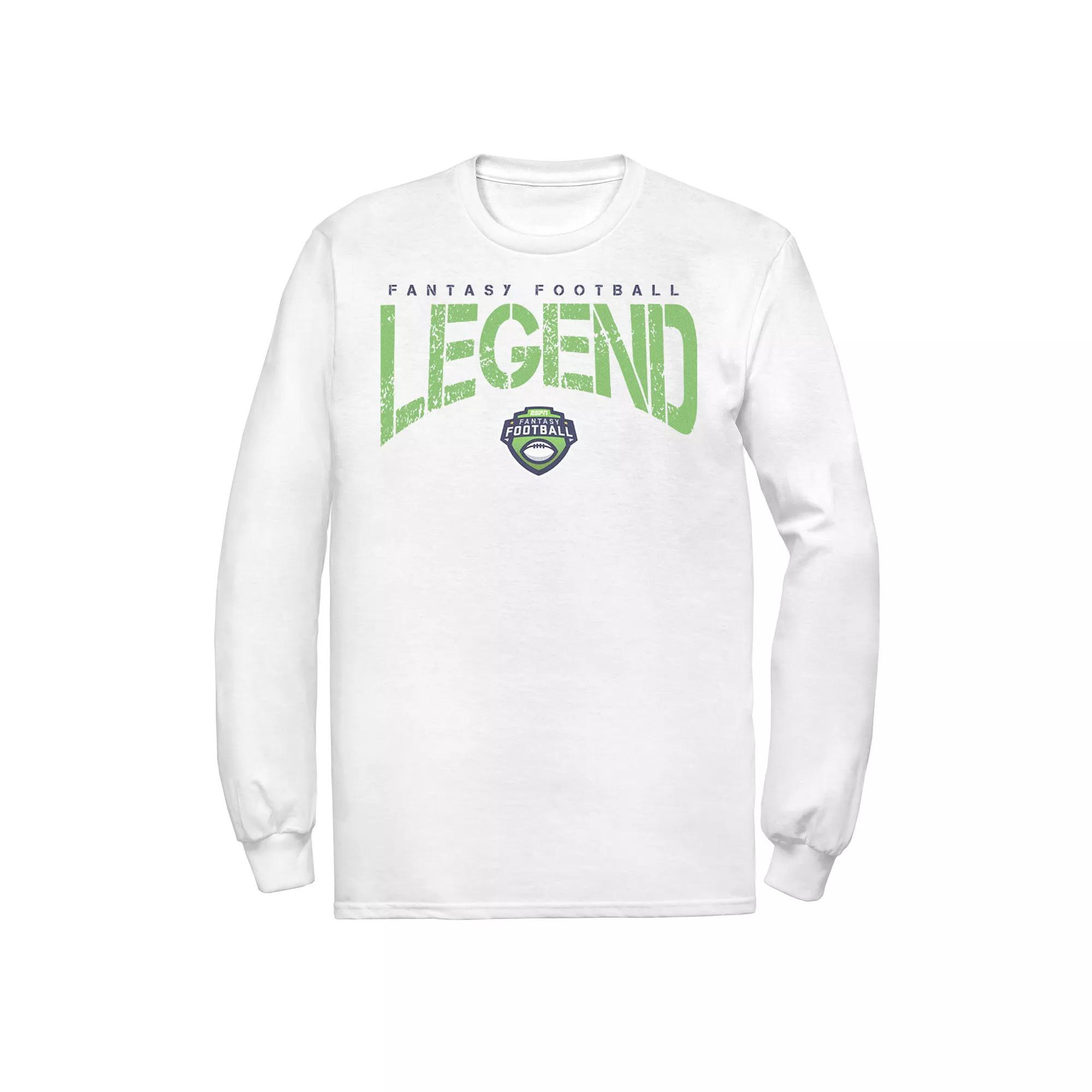 Men's ESPN Fantasy Football Legened Text Long Sleeve Tee, Size: XL, White Product Image