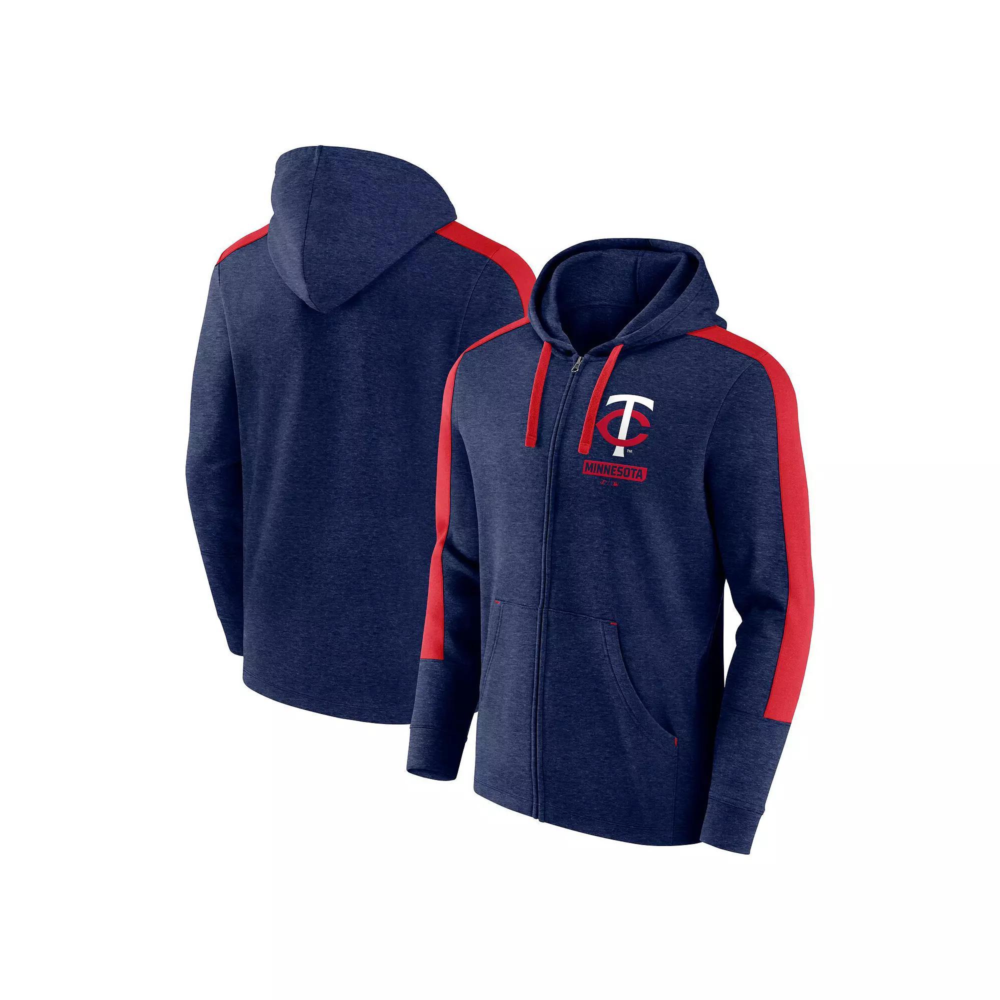 Men's Fanatics Heather Navy Minnesota Twins Gains Fleece Full-Zip Hoodie,  Product Image