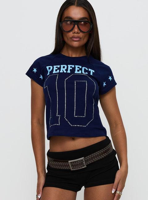 Perfect 10 Graphic Top Blue Product Image