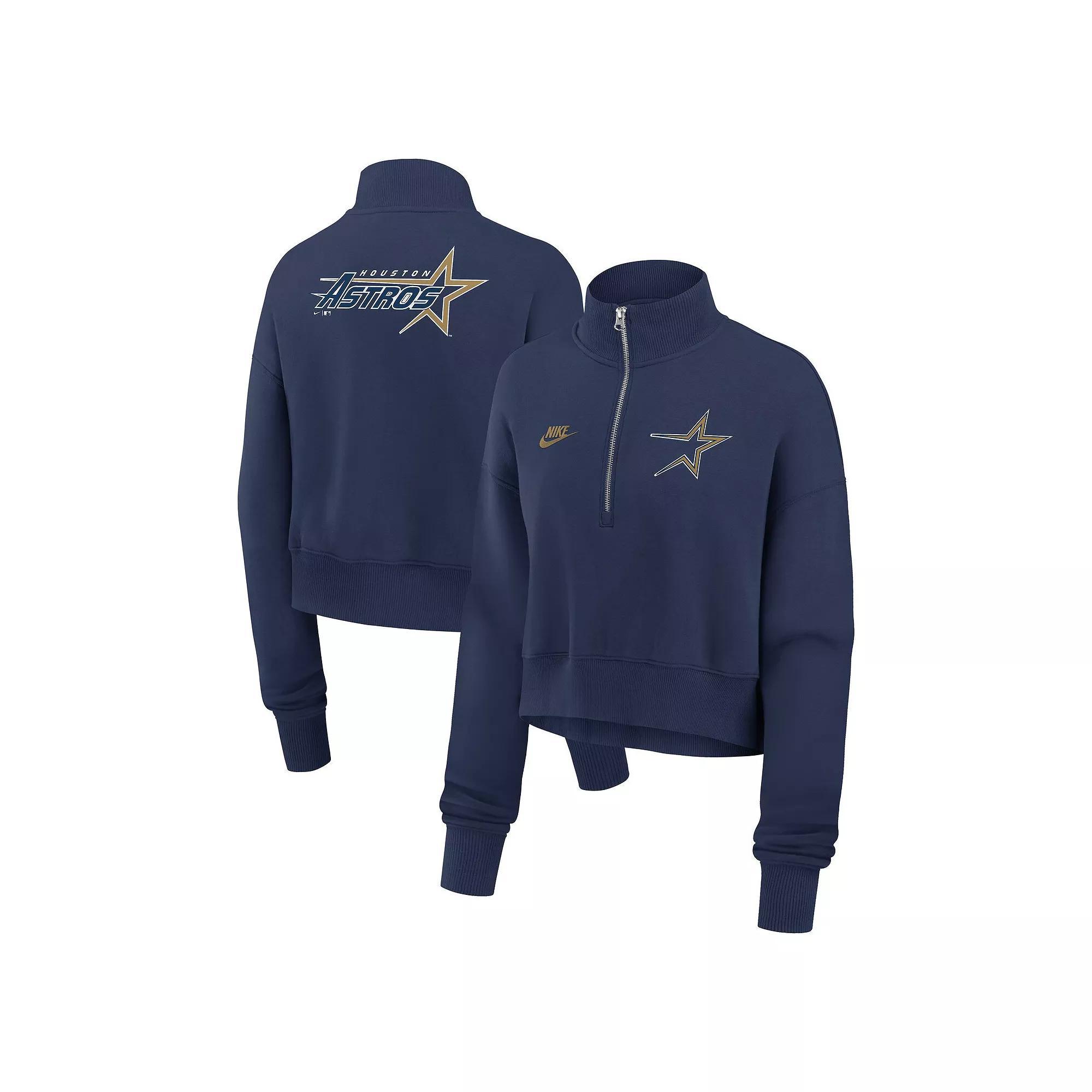 Women's Nike Navy Houston Astros Cooperstown Collection Phoenix Fleece Half-Zip Sweatshirt,  Product Image