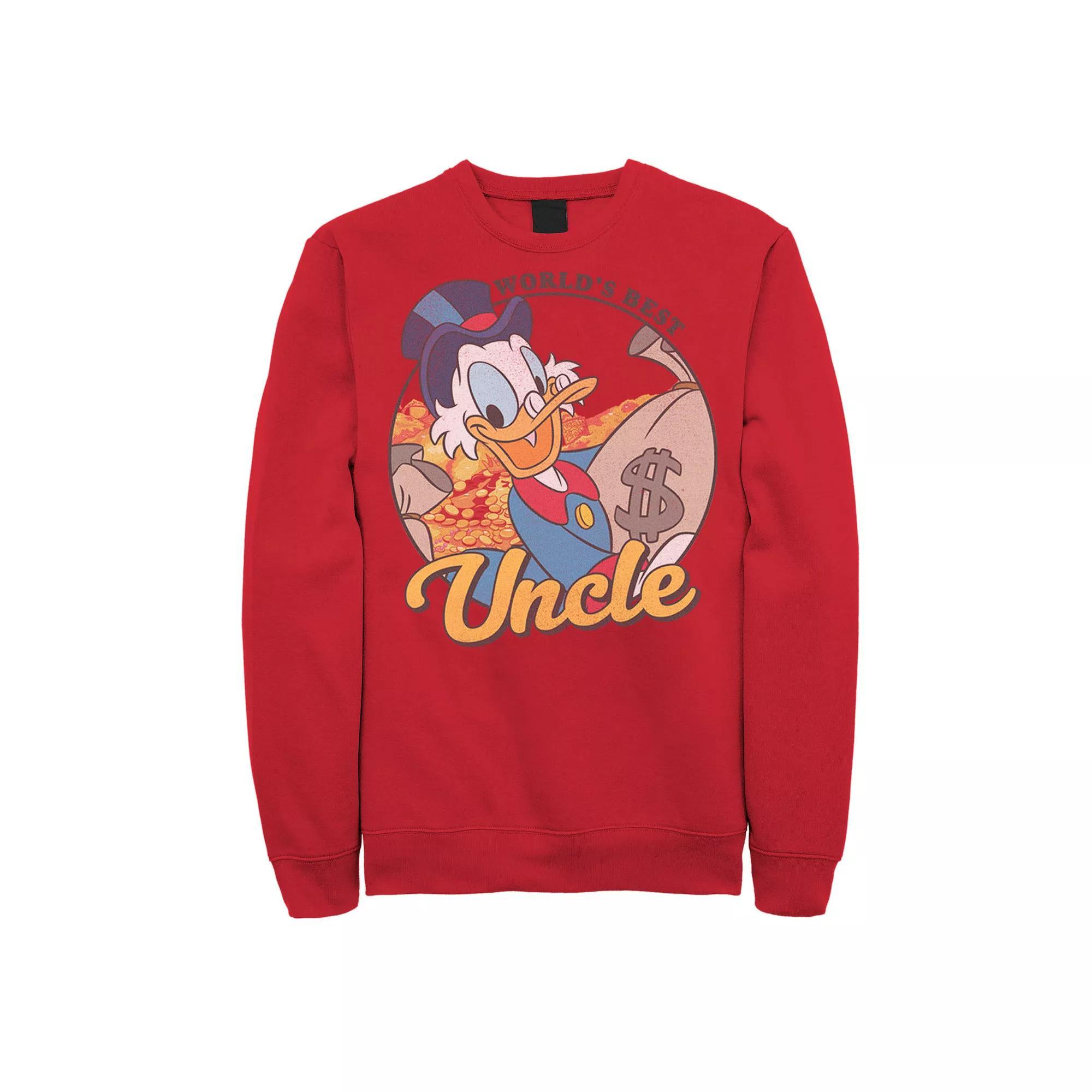 Men's DuckTales Scrooge McDuck World's Best Uncle Sweater, Size: Small, Red Product Image