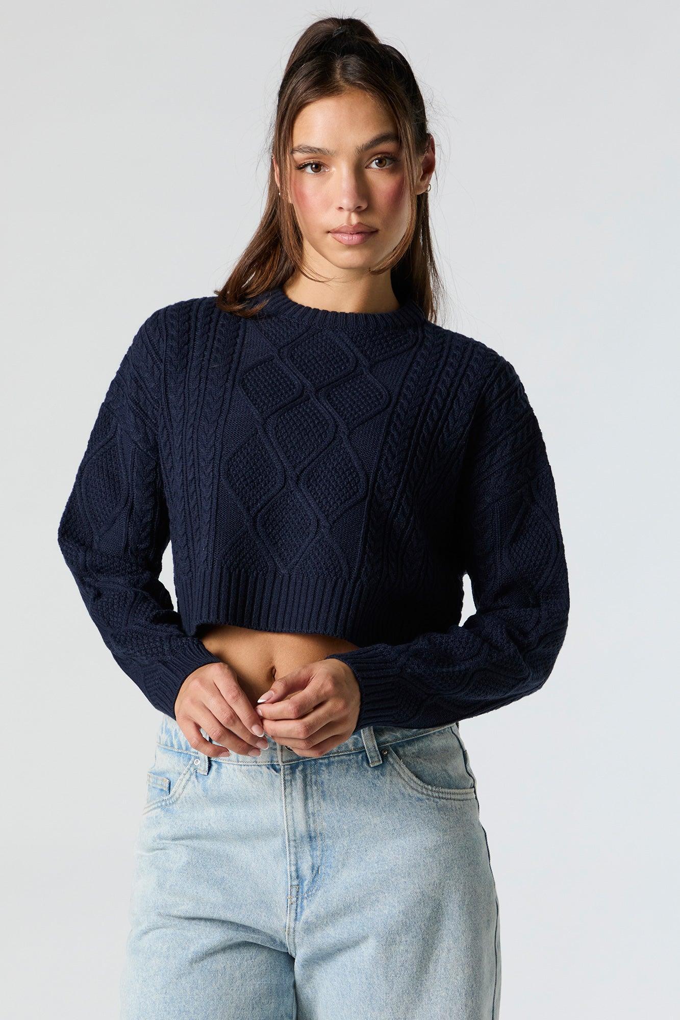 Cable Knit Cropped Sweater Female Product Image