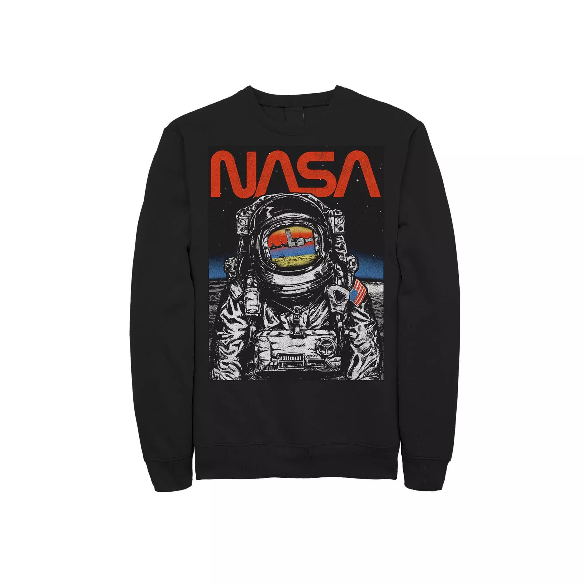 Men's NASA Astronaut Moon Reflection Vintage Retro Sweatshirt, Size: 3XL, Black Product Image
