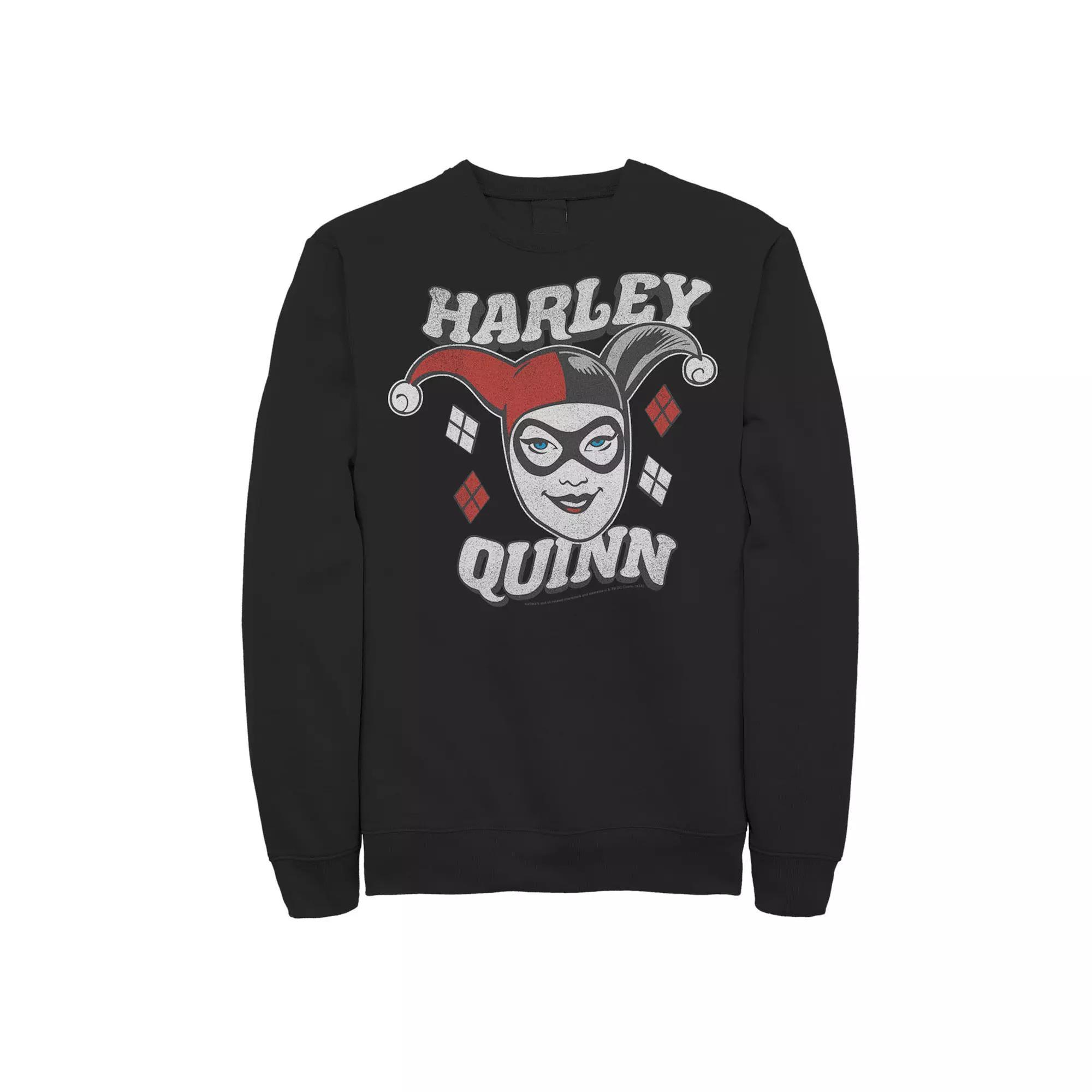 Men's DC Comics Harley Quinn Big Face Sweatshirt, Size: Medium, Black Product Image