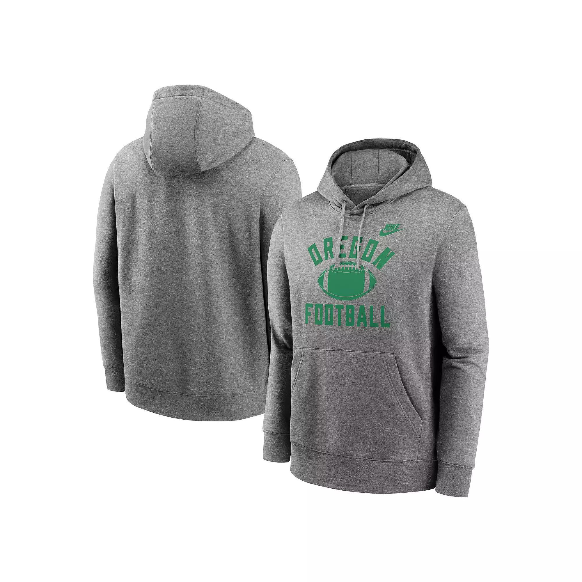 Men's Nike Heather Gray Oregon Ducks Legacy Football Icon Club Fleece Pullover Hoodie,  Product Image