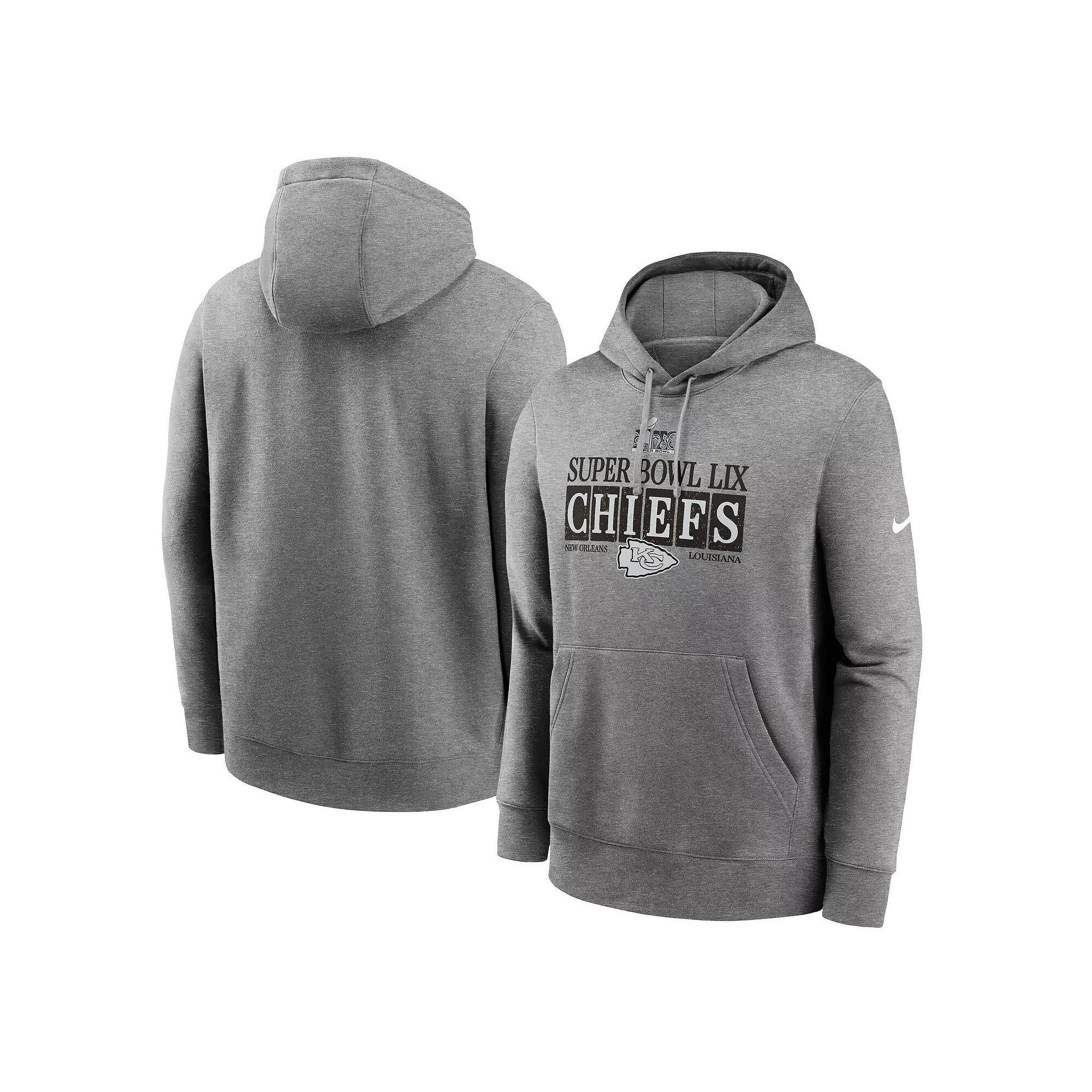 Men's Nike  Heather Gray Kansas City Chiefs Super Bowl LIX NOLA Inspired Pullover Hoodie, Size: Medium, Grey Product Image