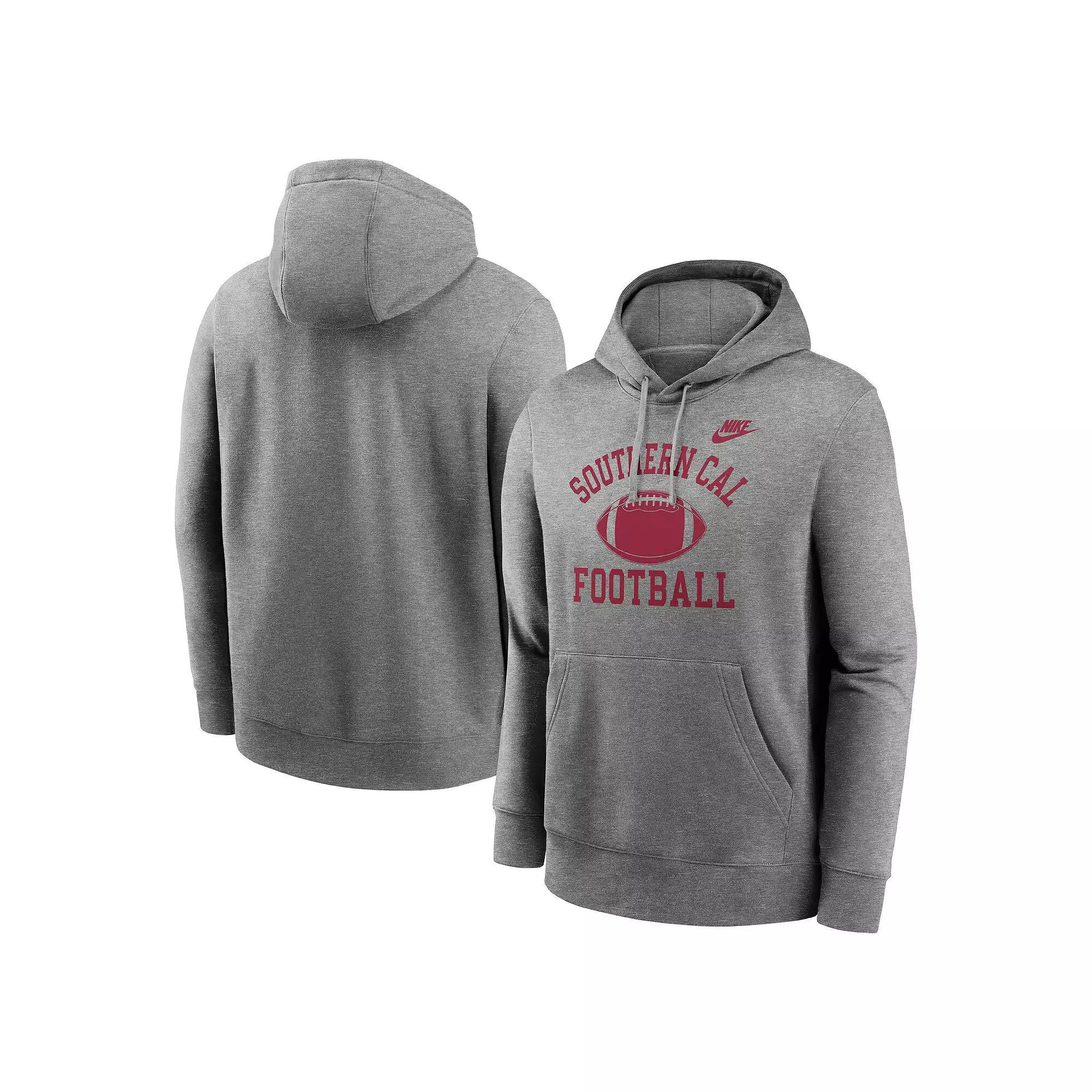 Men's Nike Heather Gray Oklahoma Sooners Legacy Football Icon Club Fleece Pullover Hoodie, Size: Large, Grey Product Image