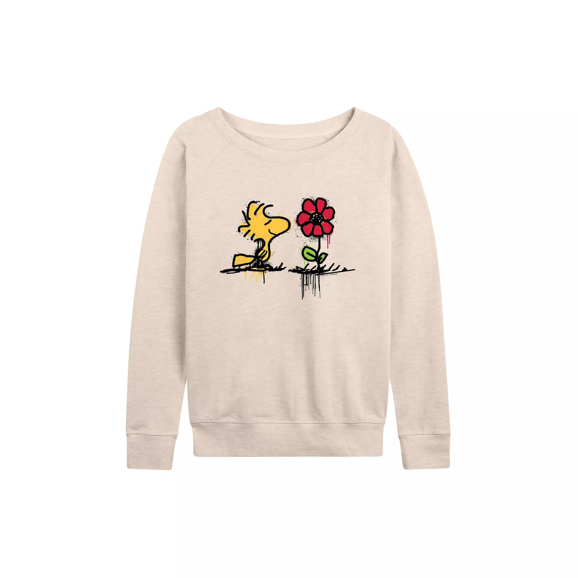 Women's Peanuts Woodstock Rose French Terry Long Sleeve Tee, Girl's,  Product Image