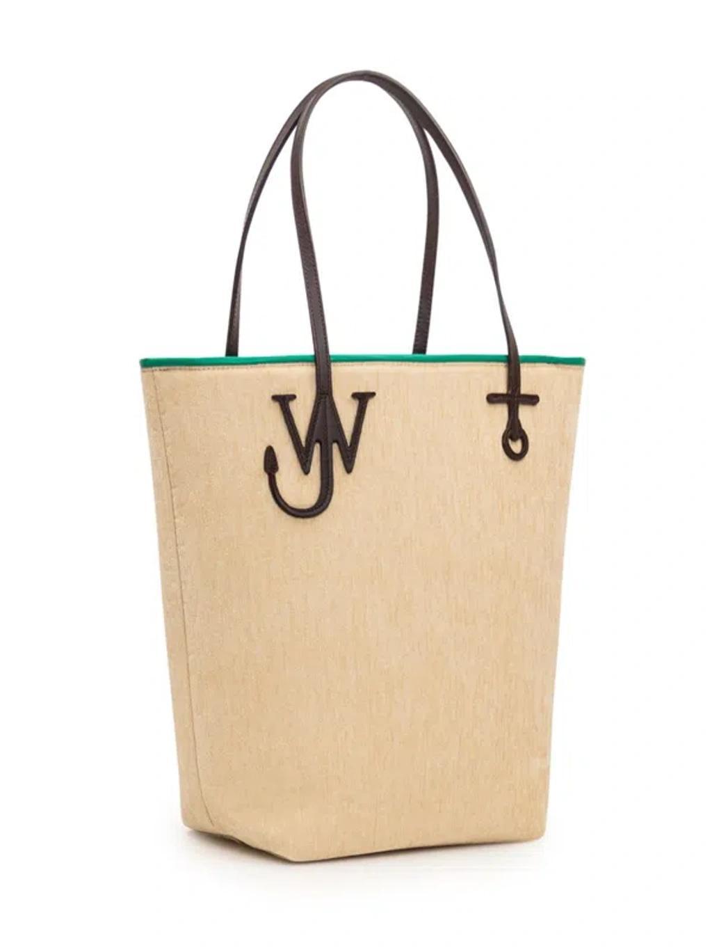 JW ANDERSON Anchor Logo Plaque Tote Bag In Beige Product Image