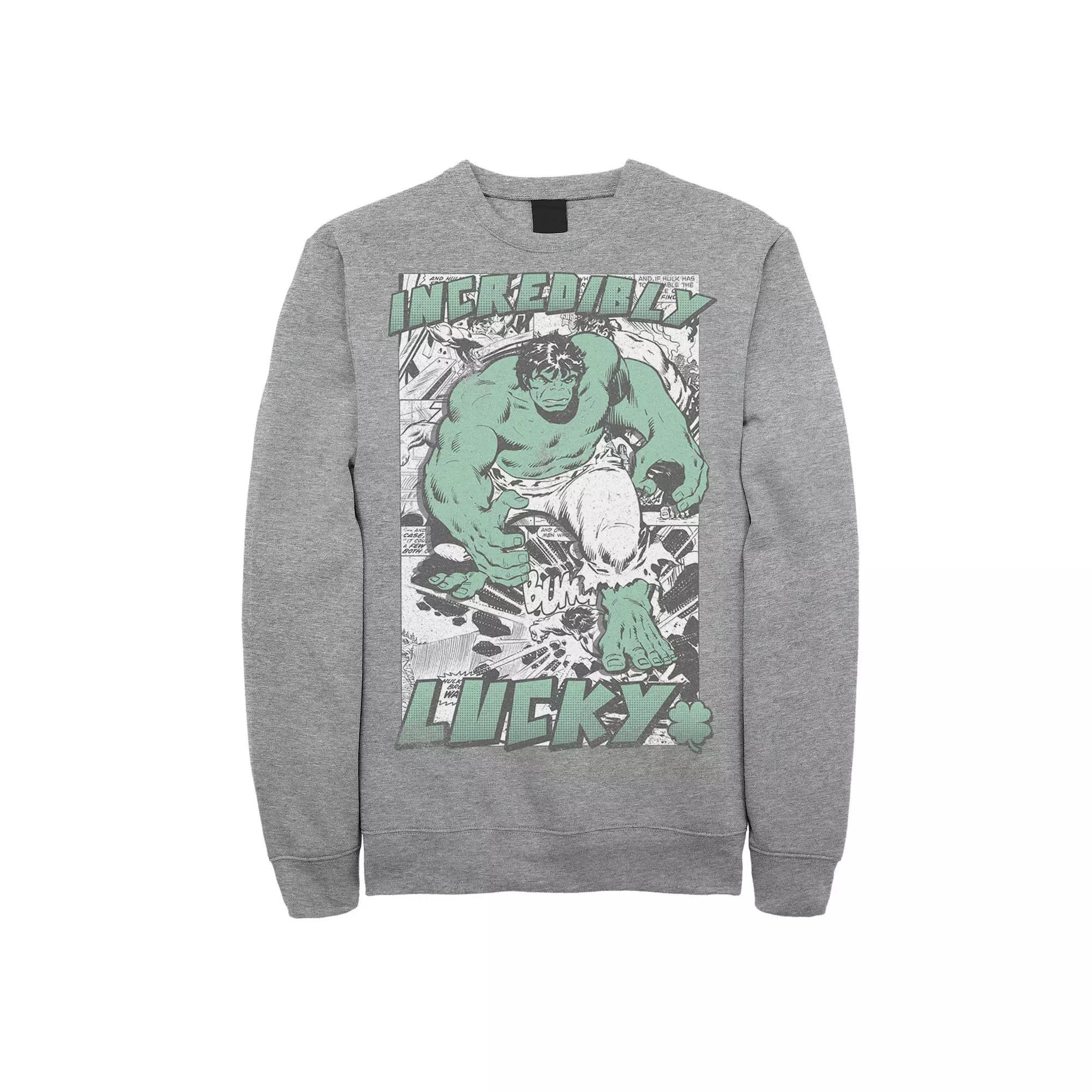 Men's Marvel Hulk Incredibly Lucky St. Patrick's Sweatshirt,  Product Image