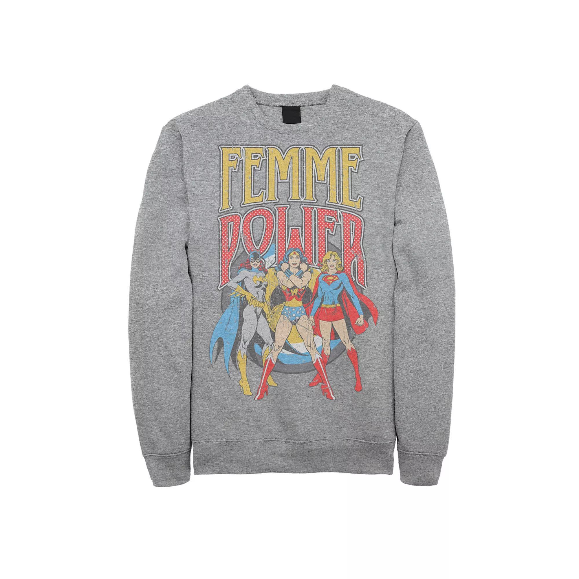 Men's DC Comics Justice League Vintage Femme Power Sweatshirt, Size: XL, Athletic Grey Product Image