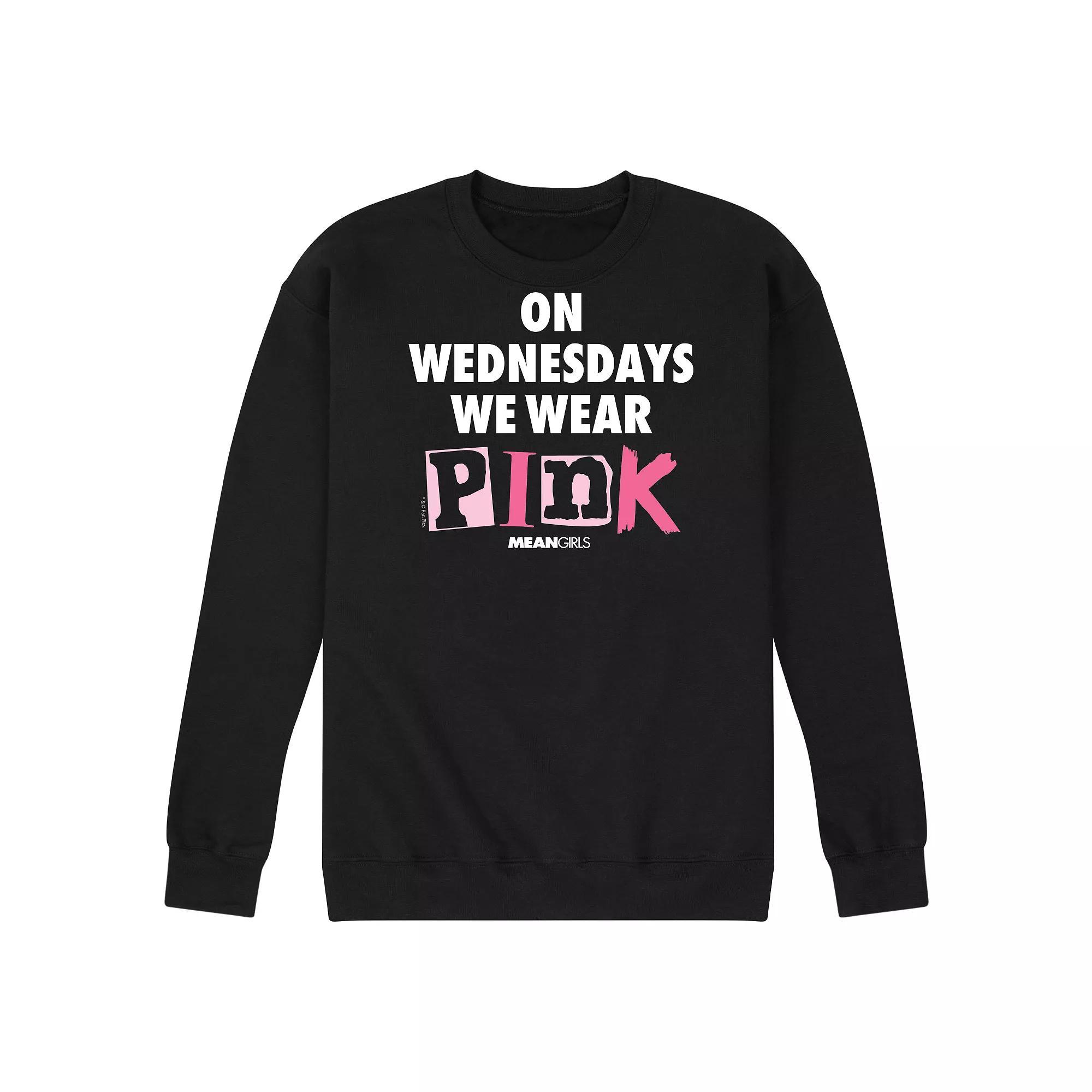 Men's Mean Girls Wednesdays We Wear Pink Fleece Sweatshirt,  Product Image