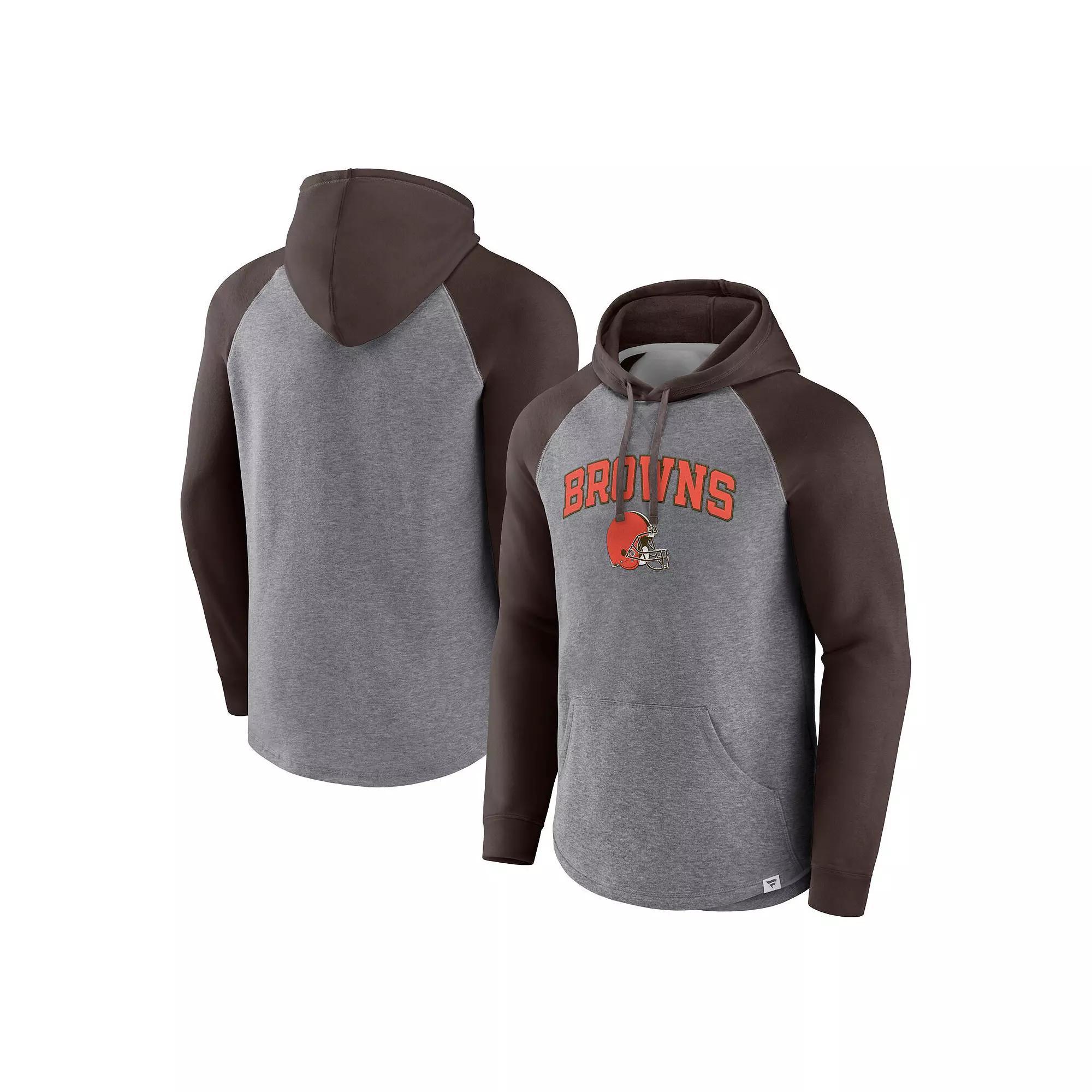 Mens Fanatics Branded Heathered Gray/Navy New England Patriots By Design Raglan Pullover Hoodie Product Image