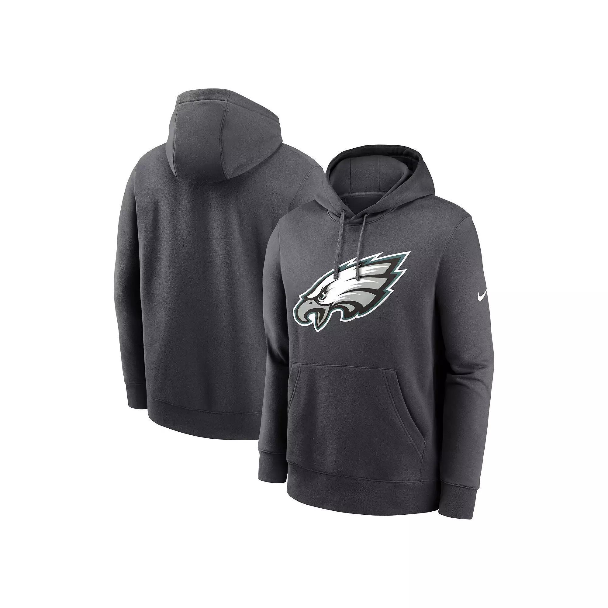 Men's Nike Anthracite Philadelphia Eagles Club Logo Pullover Hoodie, Size: 4XL, Grey Product Image