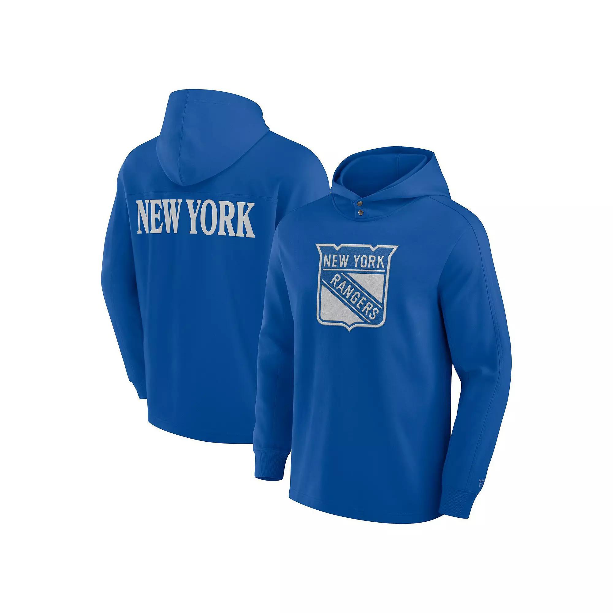 Men's Fanatics Blue New York Rangers Elements Blaze Tri-Blend Long Sleeve Hoodie T-Shirt,  Product Image