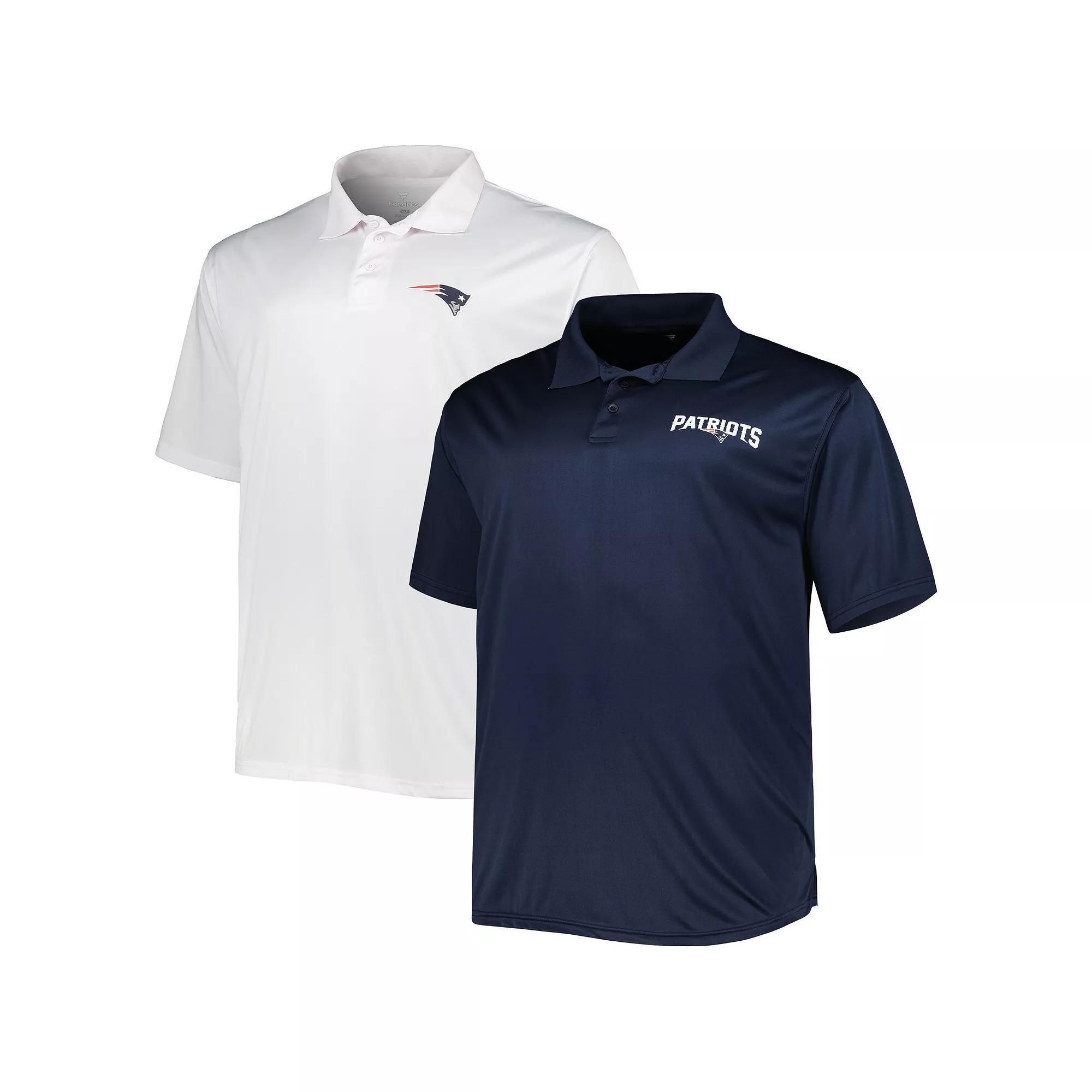 Men's Fanatics Branded Navy/White New England Patriots Solid Two-Pack Polo Set, Size: 5XB, Blue Product Image