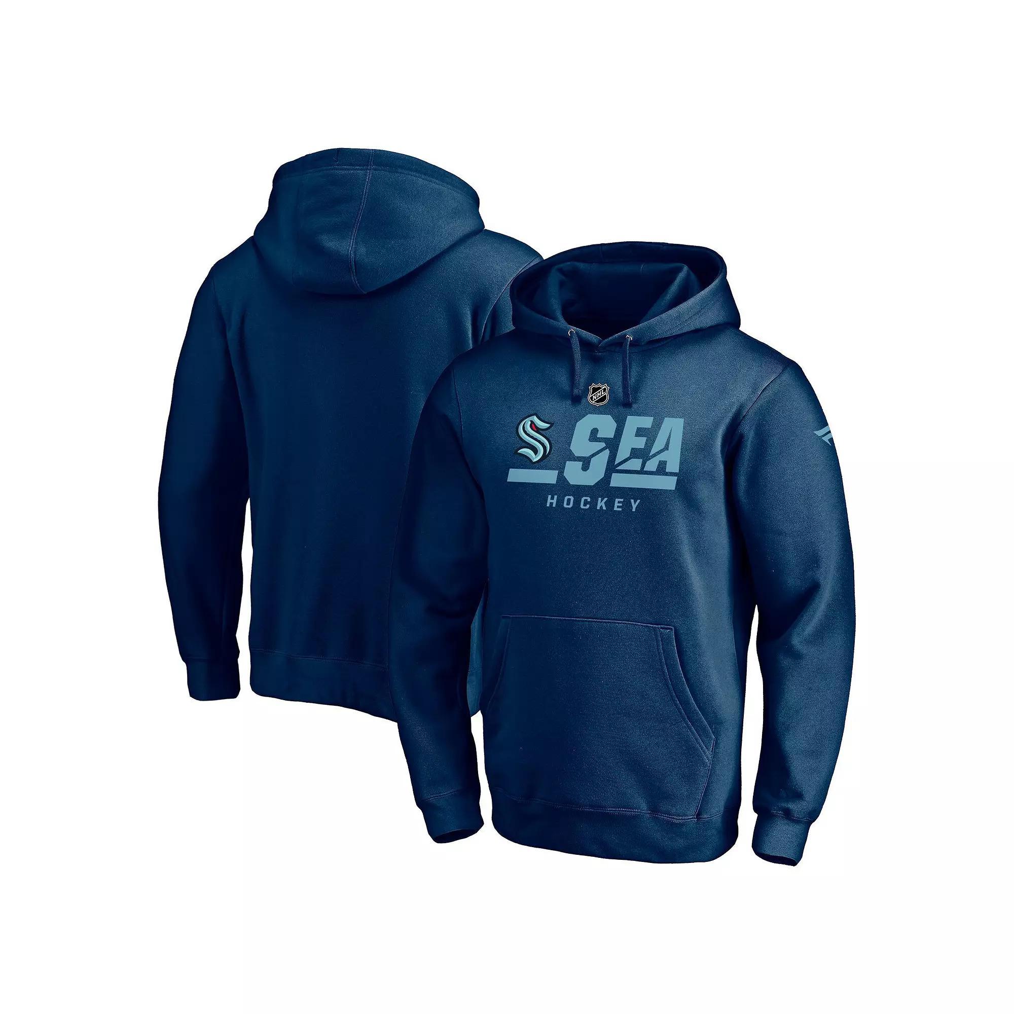 Men's Fanatics Branded Navy Seattle Kraken Authentic Pro Secondary Logo Pullover Hoodie, Size: Medium, Krk Blue Product Image