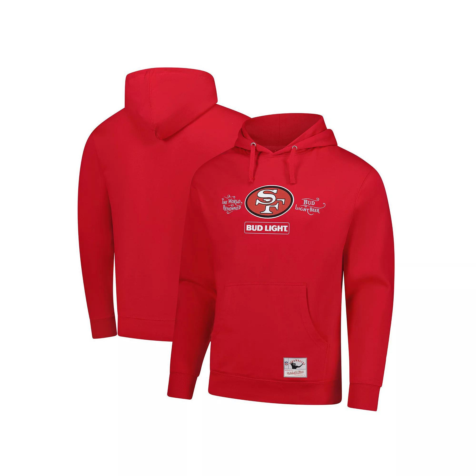 Men's Mitchell & Ness Scarlet San Francisco 49ers NFL x Bud Light Vintage Pullover Hoodie,  Product Image