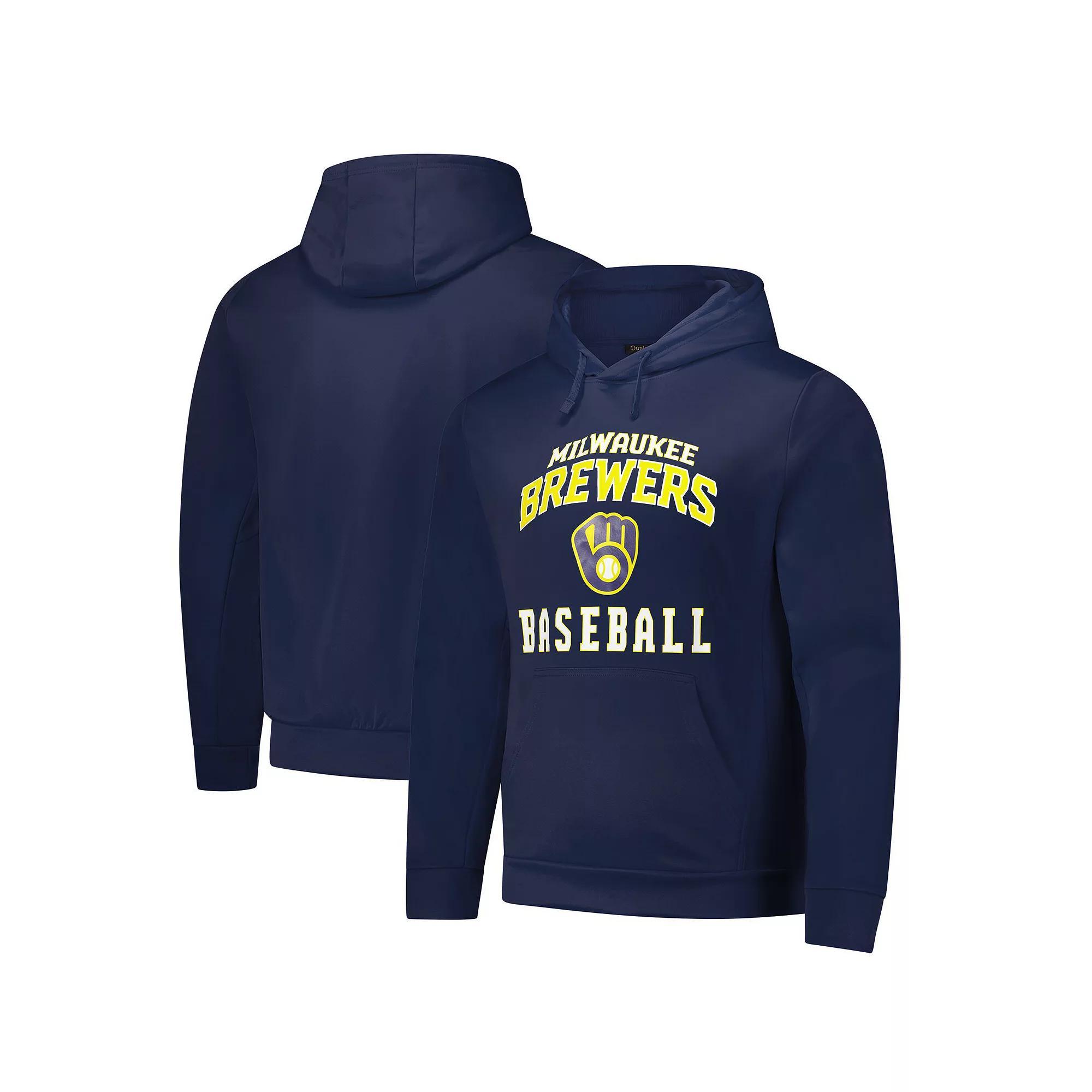 Men's Dunbrooke Navy Milwaukee Brewers Champion Pullover Hoodie, Size: Small, Blue Product Image