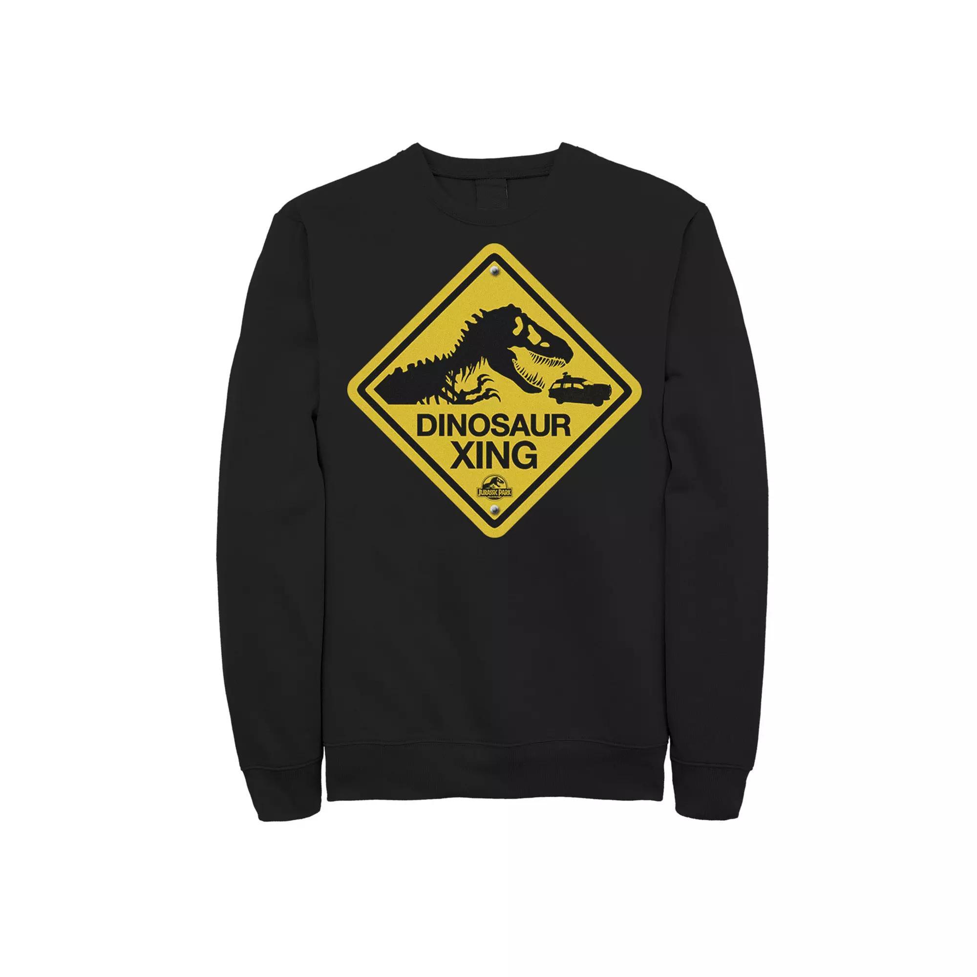 Men's Jurassic Park Dinosaur Crossing Yellow Sign Sweatshirt,  Product Image