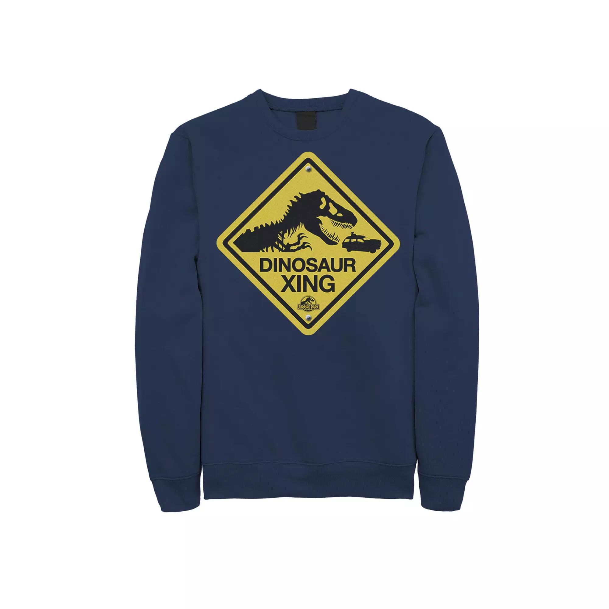 Men's Jurassic Park Dinosaur Crossing Yellow Sign Sweatshirt,  Product Image