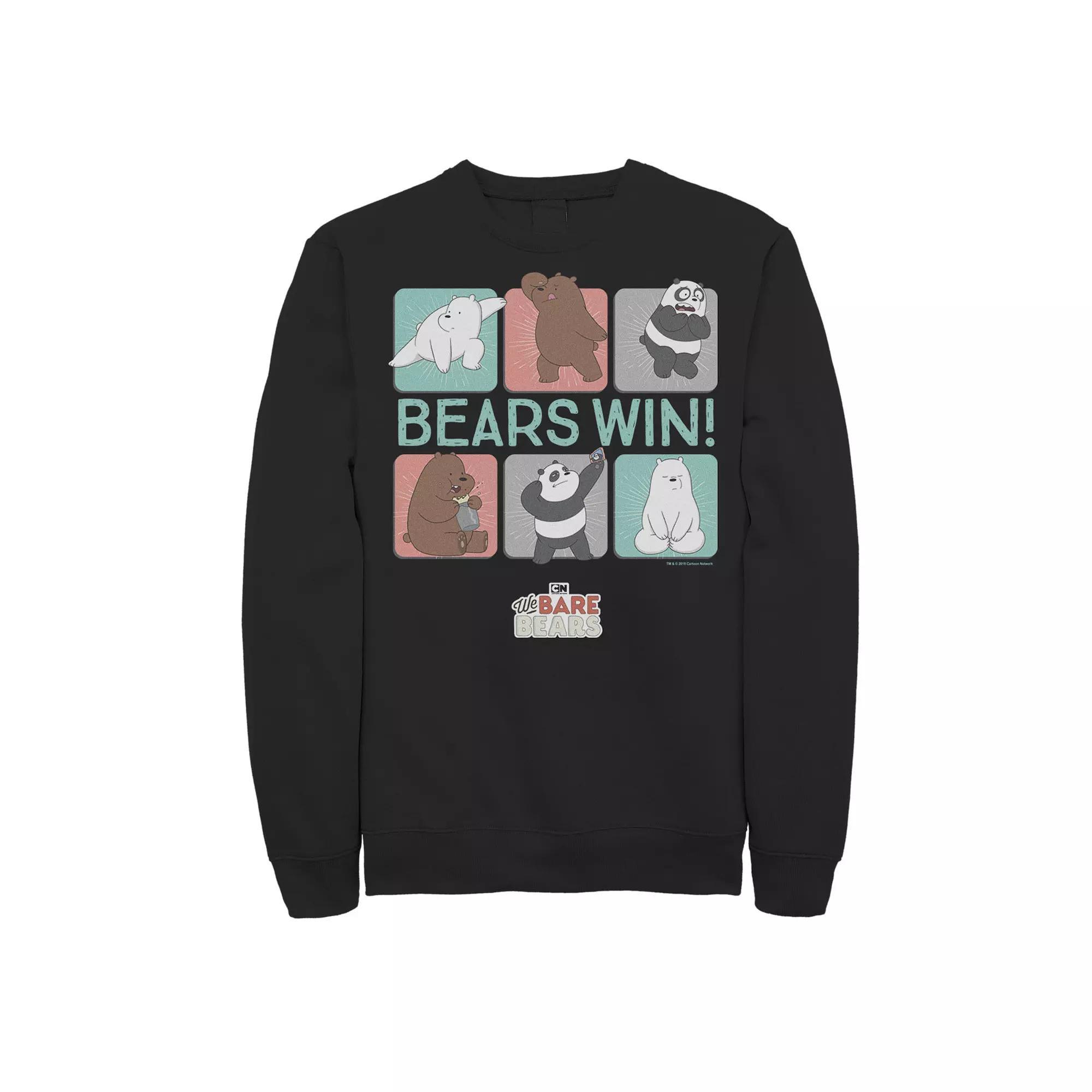 Men's We Bare Bears Bears Win Character Panels Sweatshirt, Size: 3XL, Black Product Image
